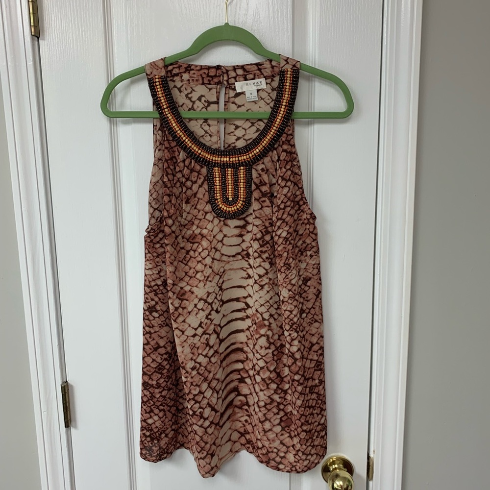 Lady’s Animal Print Tunic by Kenar size 1X